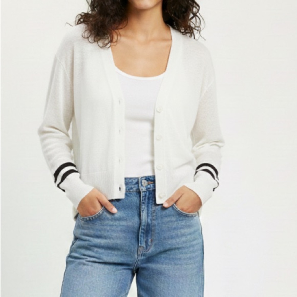 360 Sweater Italian Yarn 100% Linen Open Knit Cardigan Size S
